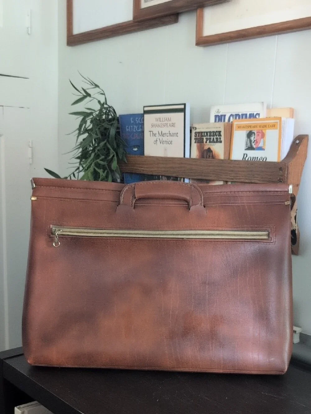 Vintage Men's American Portfolio Co. Leather Briefcase Bag - Brown